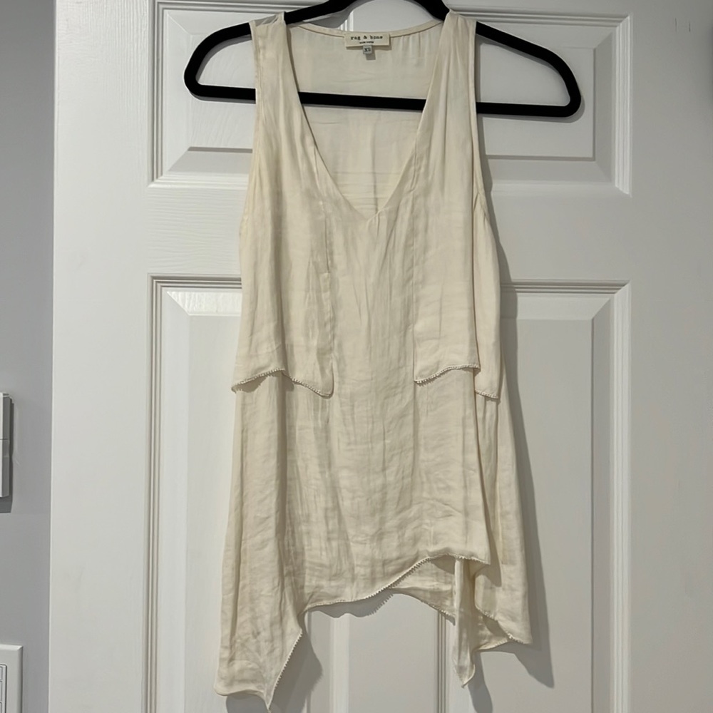 Rag & Bone ivory silk sleeveless top